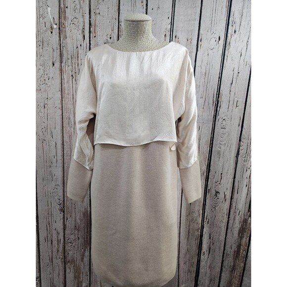 PLK Women's Large Club Monaco 100% Wool Knit Sweater Dress W Silk Accent NWOT - Picture 1 of 12